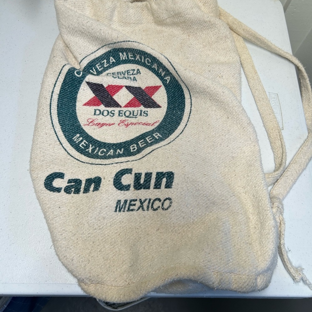 Authentic Mexico Beige Drawstring Bag
